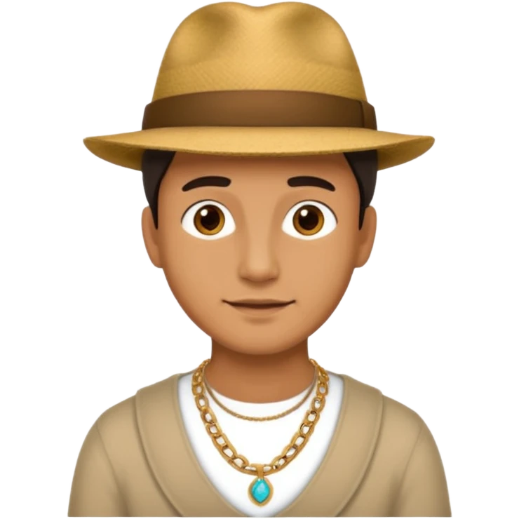photo of a man's head wearing a hat and some neck accessories emoji