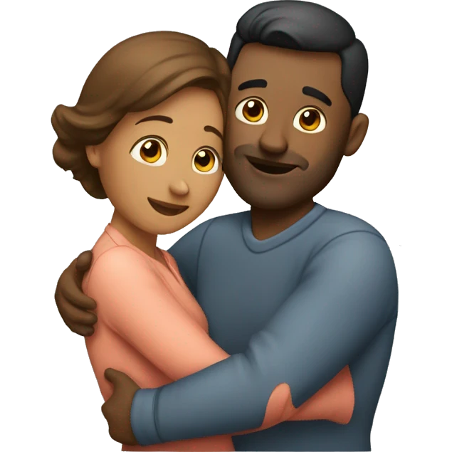 A man huggings with his wife emoji