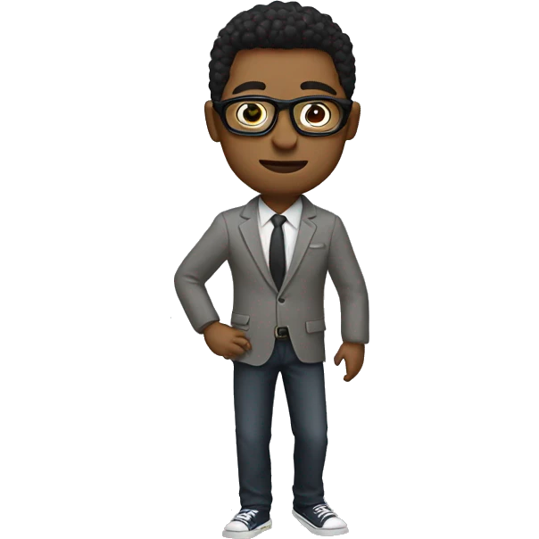 a man wearing jacket and a pant wearing a spects and ring in his ring finger emoji