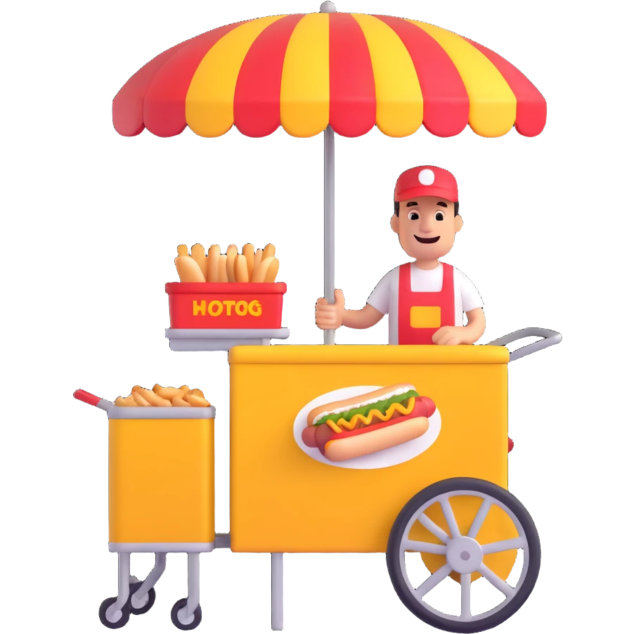 hotdog seller in New York with cart emoji