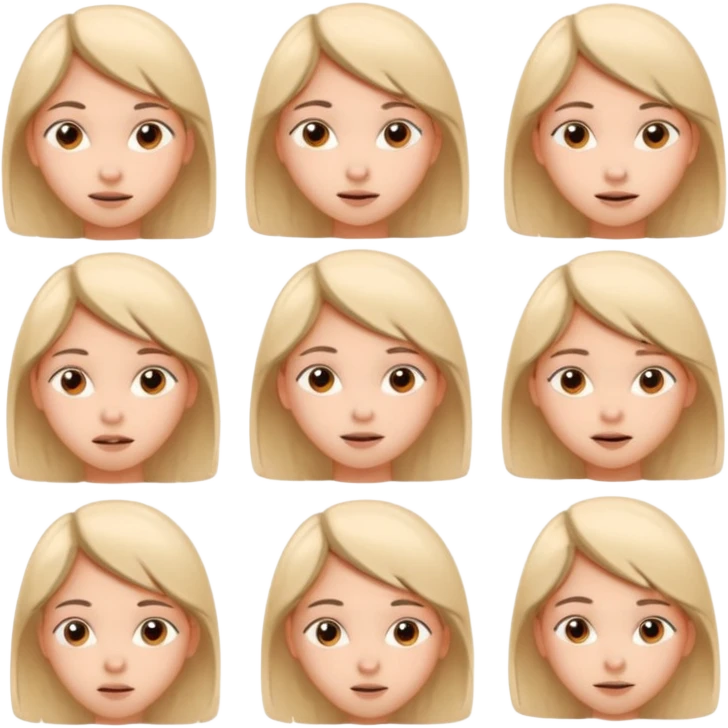 Pencil sketch sheet of a teenage girl's head, 10 different facial expressions, minimal line art, hand-drawn style, isolated on white background, sketchy aesthetic. emoji