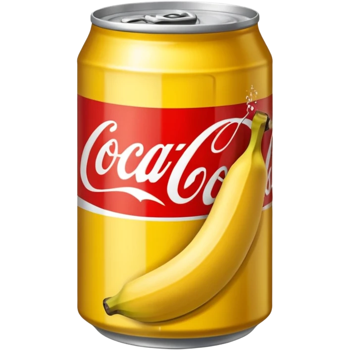 Create a can of coca cola vanilla with a banana color  emoji