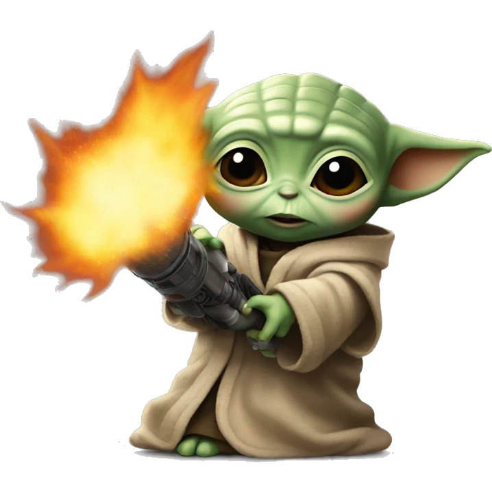 Baby Yoda with the Flamethrower emoji