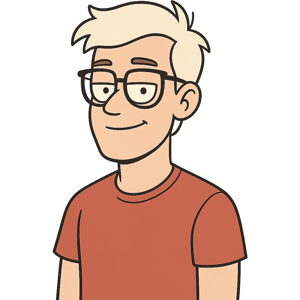 22-year-old white man with fair skin, white hair, and black glasses emoji