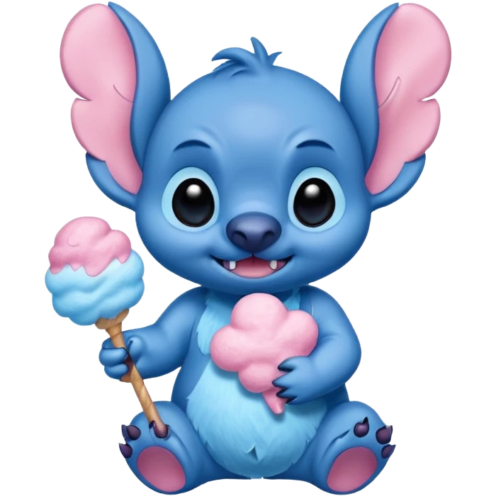 Cute Disney stitch holding pink cotton candy   emoji