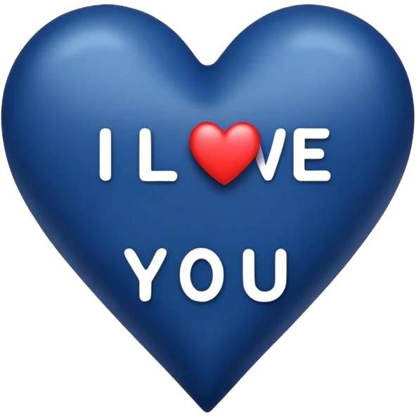 Dark Blue heart either the words I Love You Ry emoji