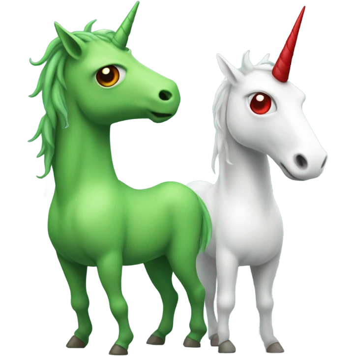 four-legged green unicorn white. a red amazon alien woman emoji