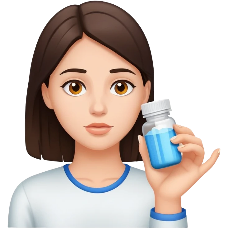 Young brunette taking Adderall emoji