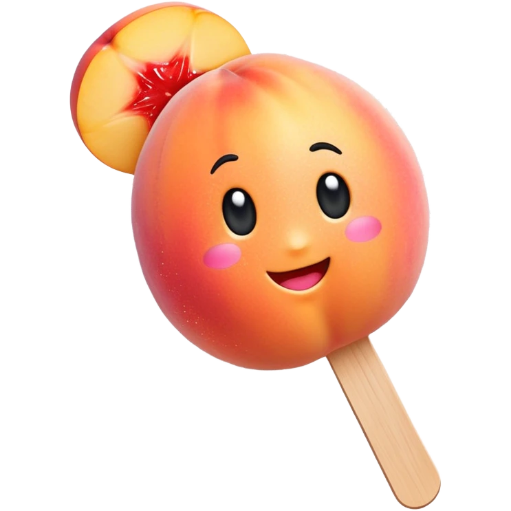 Upside down sparkly peach with popsicle stick emoji