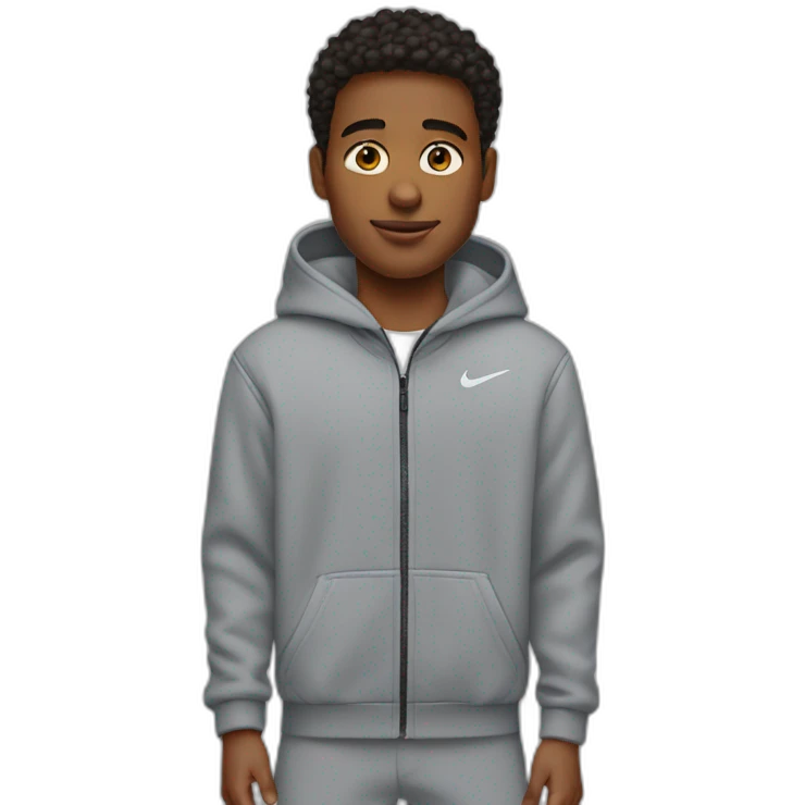 A young guy in a gray nike tech fleece emoji