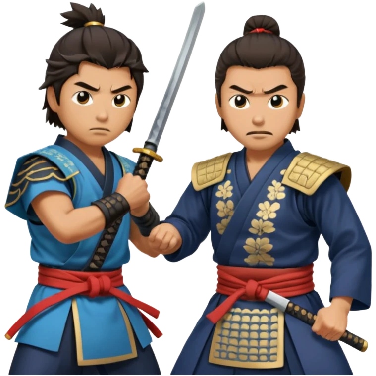 japan samurai fighting with a opther human emoji