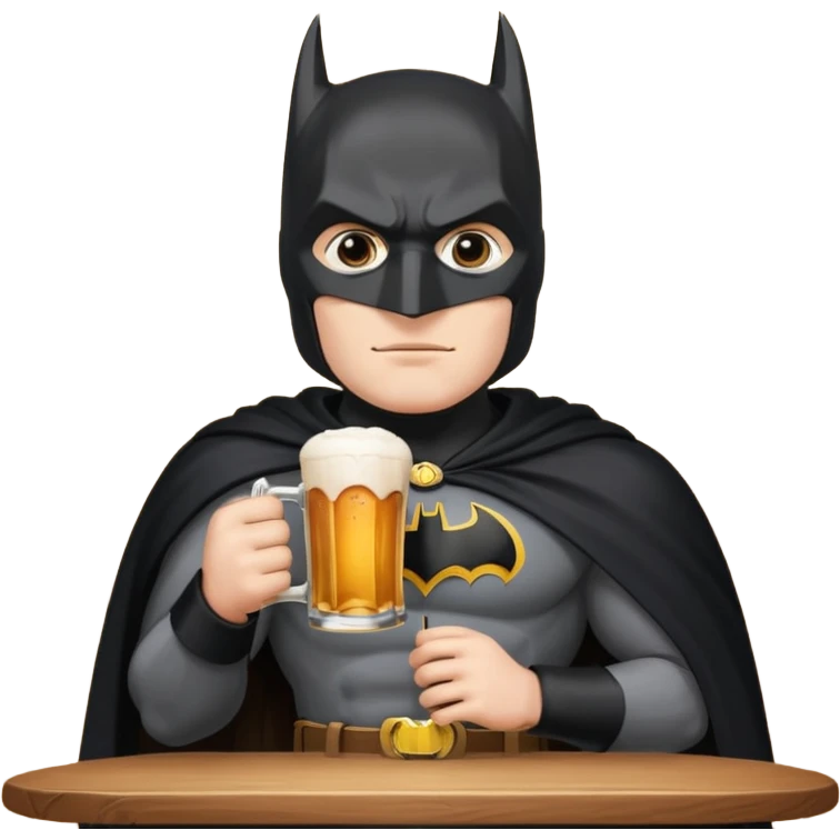 Batman au bistrot bois une bière  emoji