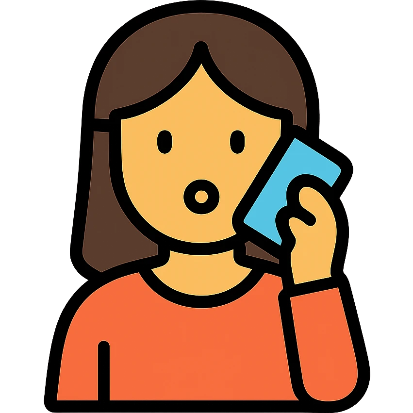 ragazza con capelli lisci che parla al telefono, icona lineale colorata con linee pulite emoji