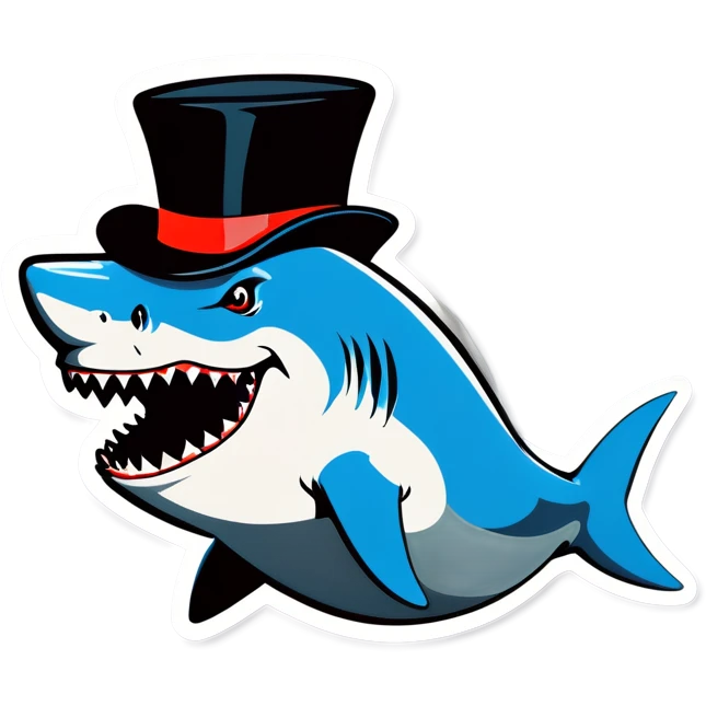 Shark with a top hat emoji