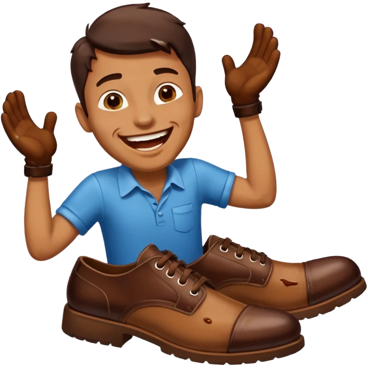 Man laughing with chocolate stain on shoe emoji