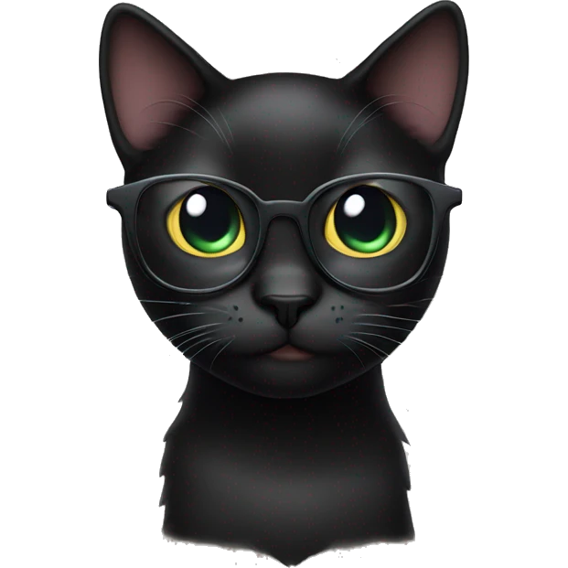 Black cat with eyeglasses emoji