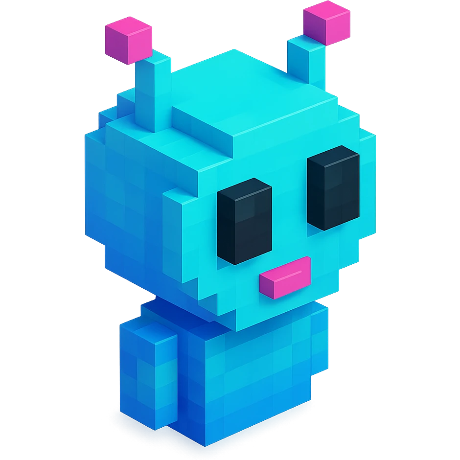 alien with antennae, blue skin, isometric view emoji