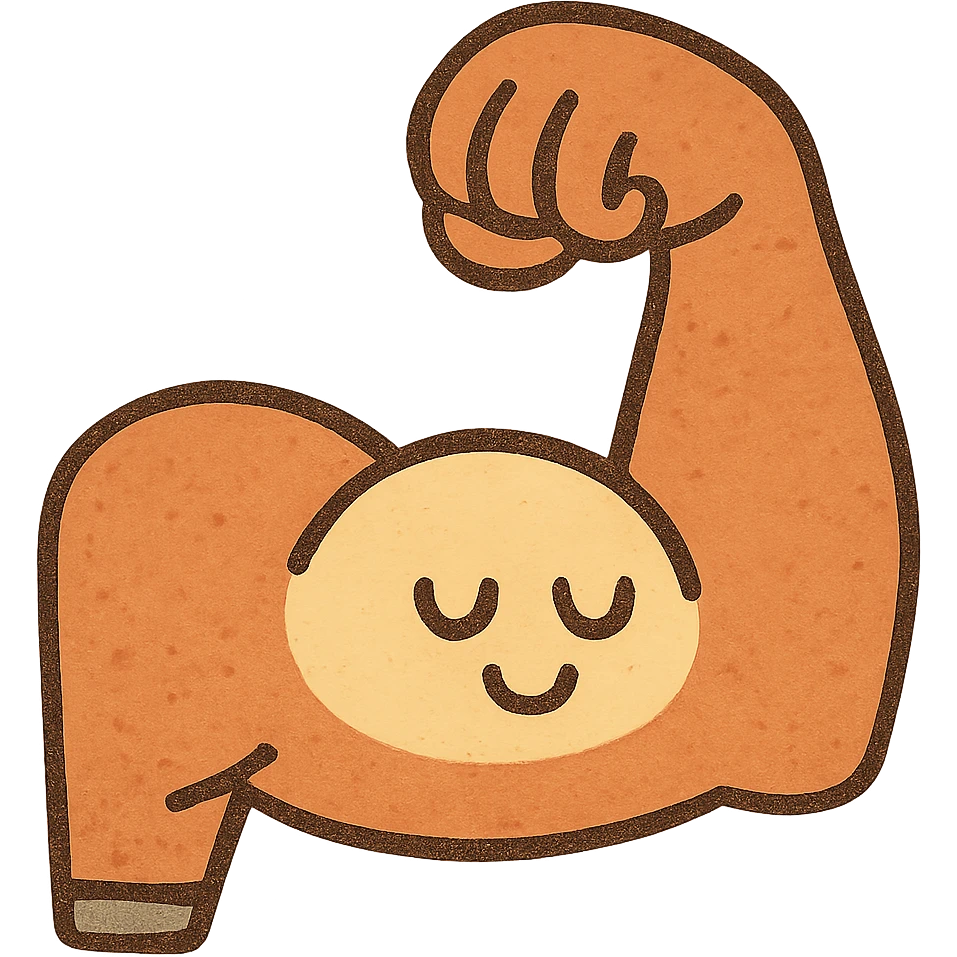 single muscular arm flexed cartoon style emoji