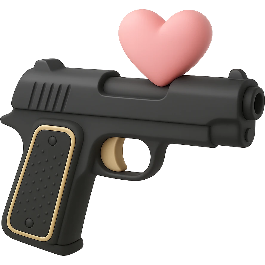 Pink heart pistol, remove background emoji