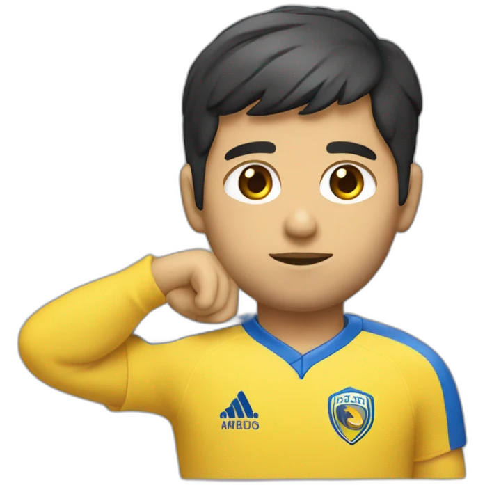 Portero rubio con ojos azules y camiseta amarilla emoji