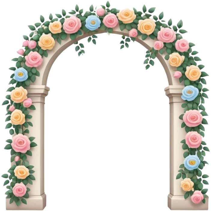 White tall archway with romantic flowers  emoji