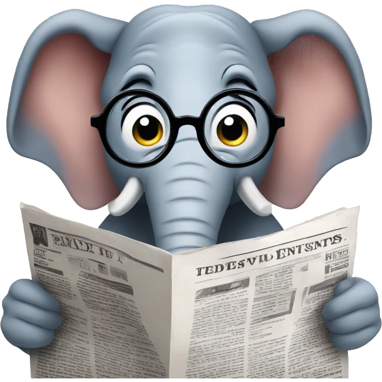elephant with glasses reading the newspaper emoji