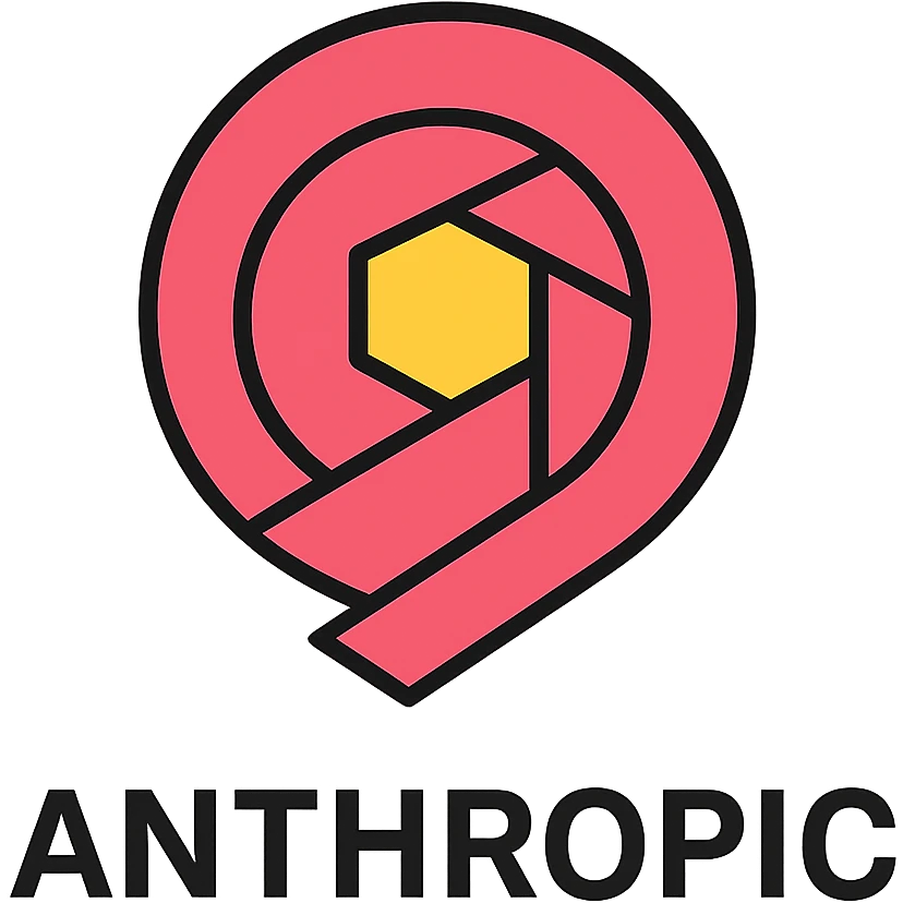 Anthropic logo, geometric, abstract, futuristic, tech company style emoji