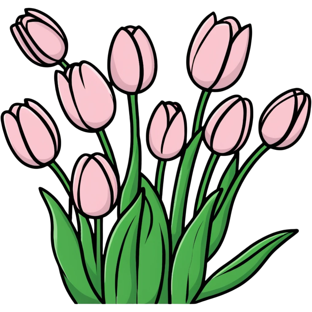 beautiful pastel pink tulips emoji