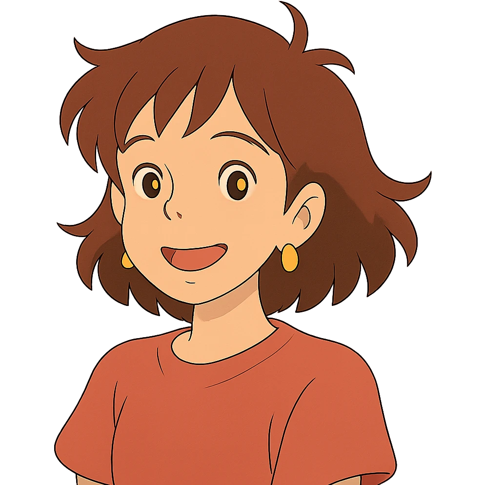 ghibli style smiling girl with earrings emoji