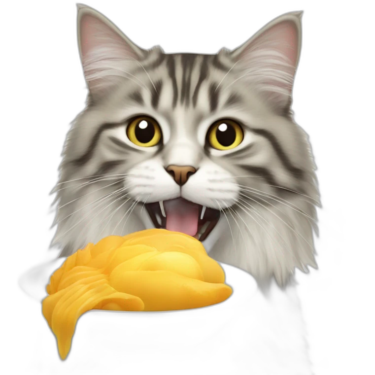 siberian cat eating duck magret emoji