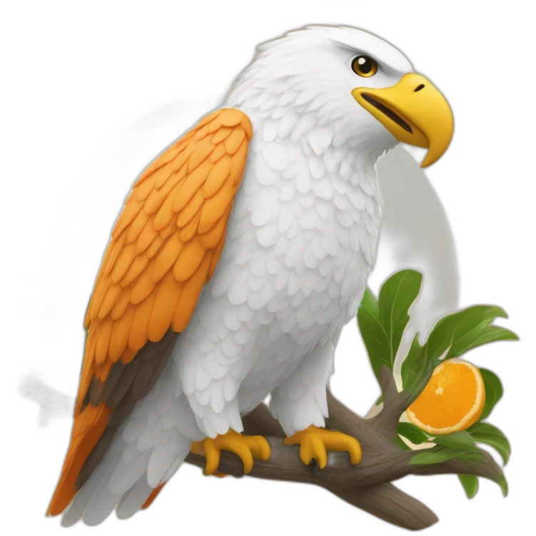 aigle orange blanc survole le globe emoji