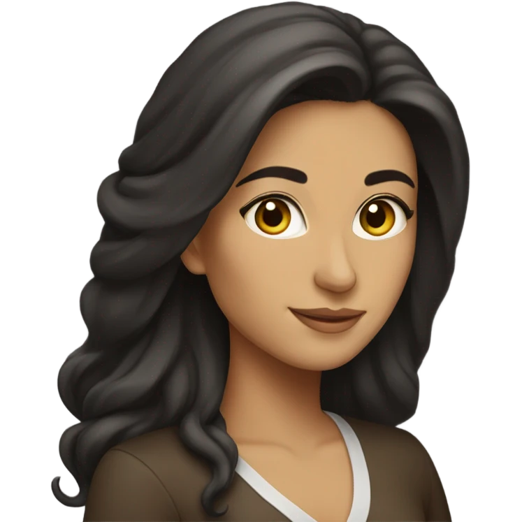 Persian woman with long dark brown hair emoji