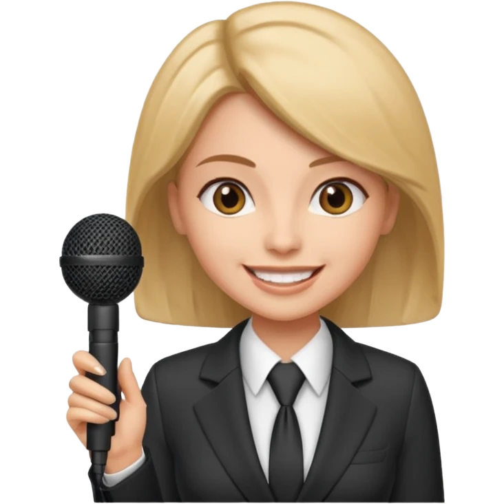 a office woman presenting her idea with microphone smiling
 emoji