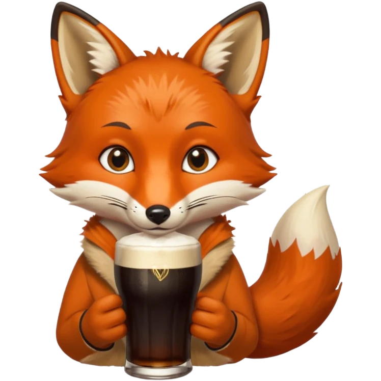 A fox drinking a Guinness  emoji