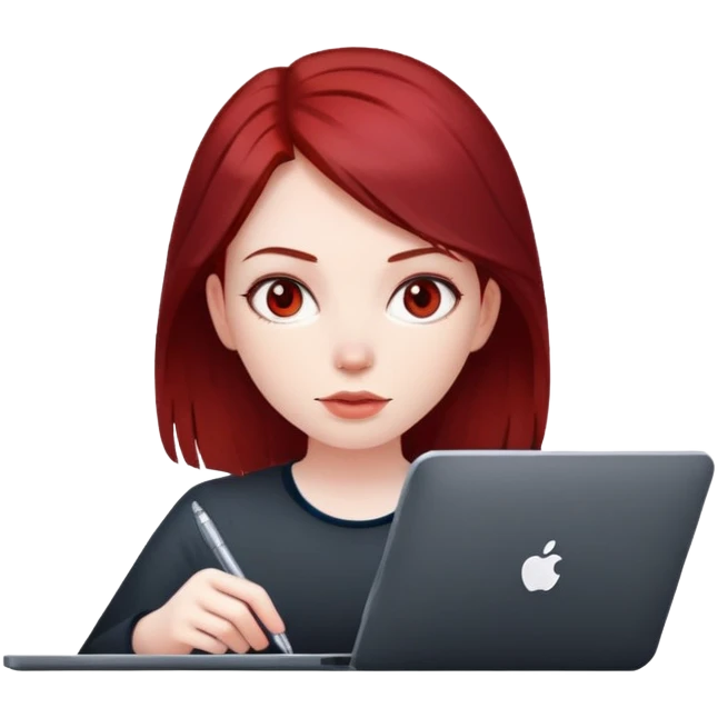 dark red hair girl coding emoji