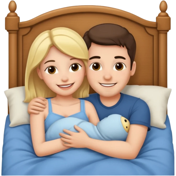 A couple cuddling in bed emoji