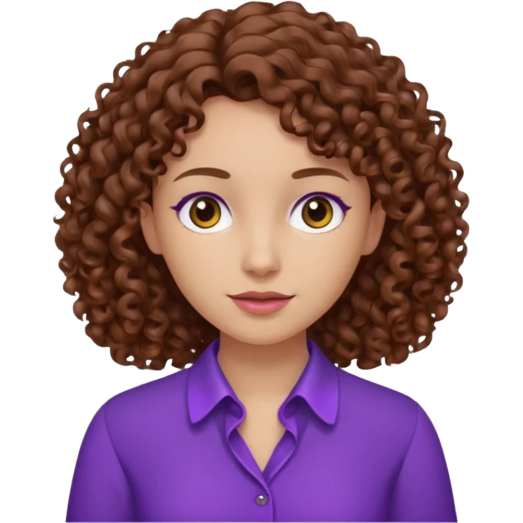 brown curly hair purple blouse emoji