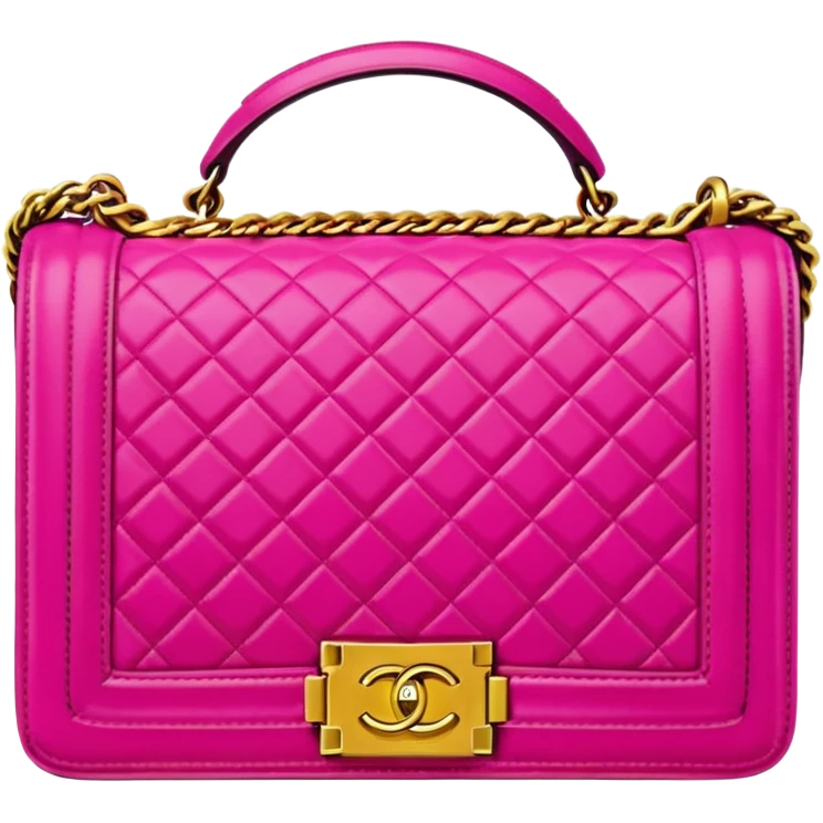 chanel le boy bright pink bag with gold hardware emoji