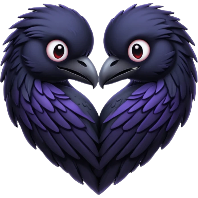 emo heart with night sky and dark ravens emoji