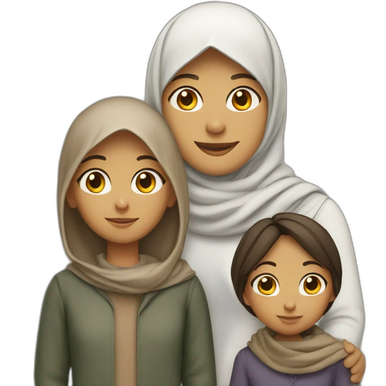 Family of four: a mom who is the only person wearing a hijab, a dad, a young little girl, and a young little boy, light brown skin, everyone has dark hair emoji