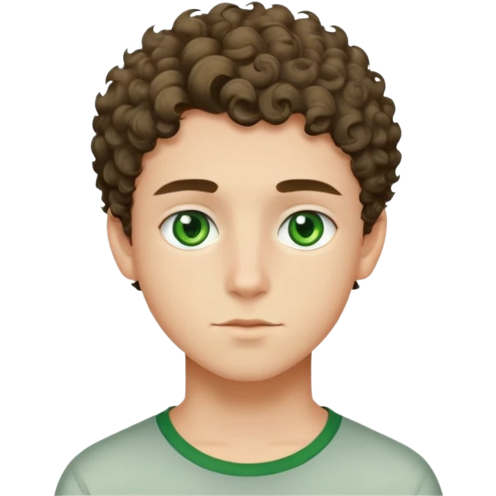 Adolescents beau qui est un peu une racaille avec les cheveux court bouclés et des yeux vert emoji