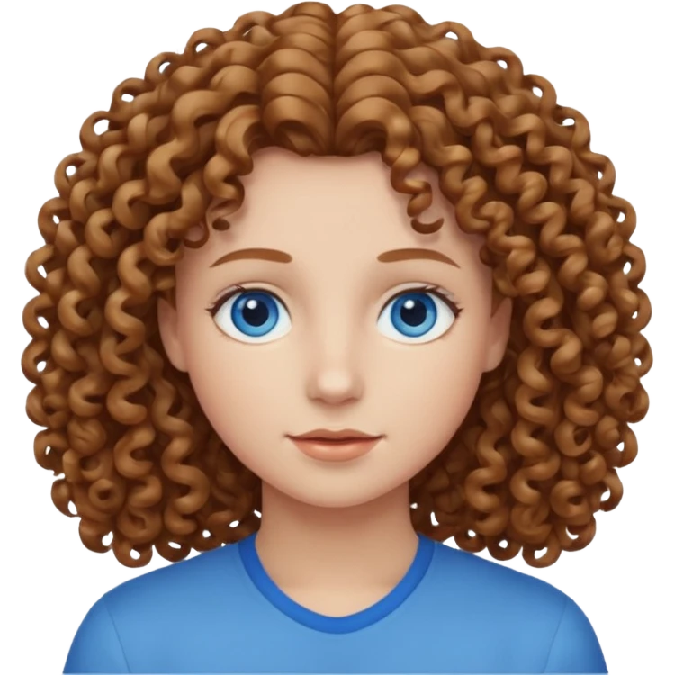kıvırcık kumral gözü mavi renk emoji