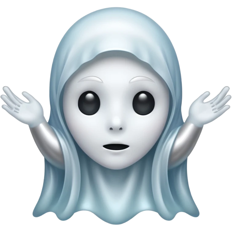 Shiny chrome cartoon ghost emoji