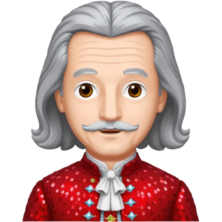 Johann Konrad Dippel (1673-1734) with gray hair, red sequin outfit emoji