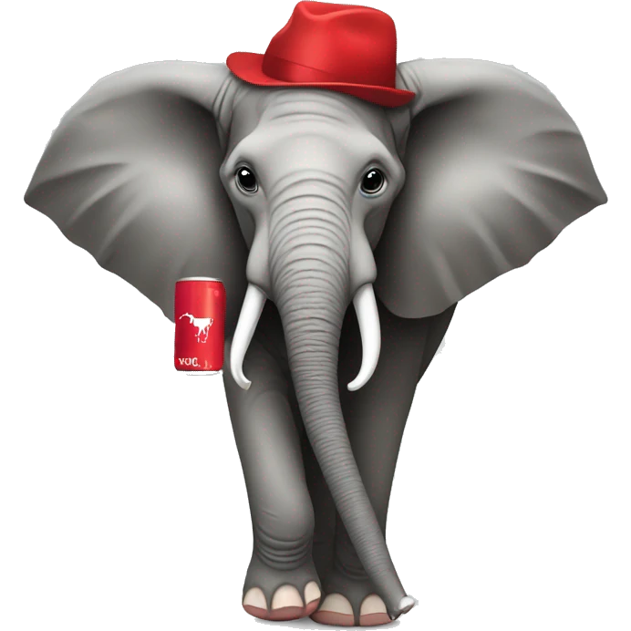 Elephant wearing red holding a Red Bull emoji
