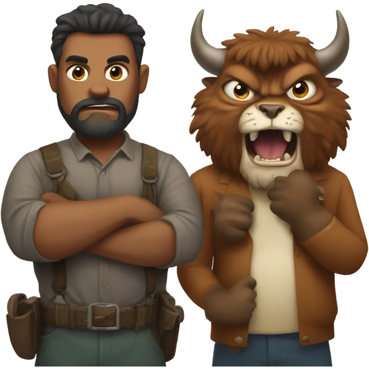 Angry bison wine in one hand cat in the other hand emoji