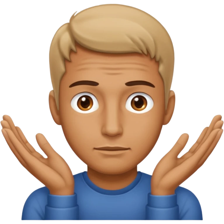Man facing forward with both his hands on top of each other below his face emoji
