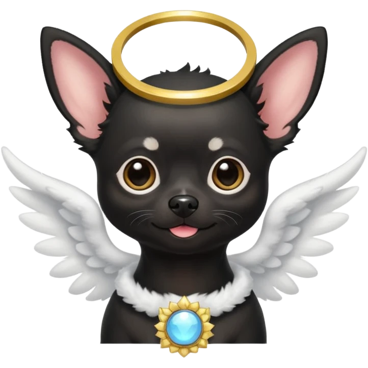 Black chihuahua with halo emoji