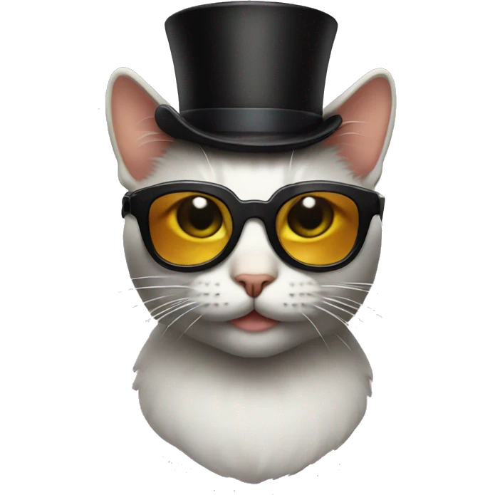 Cat with sunglasses with top hat emoji