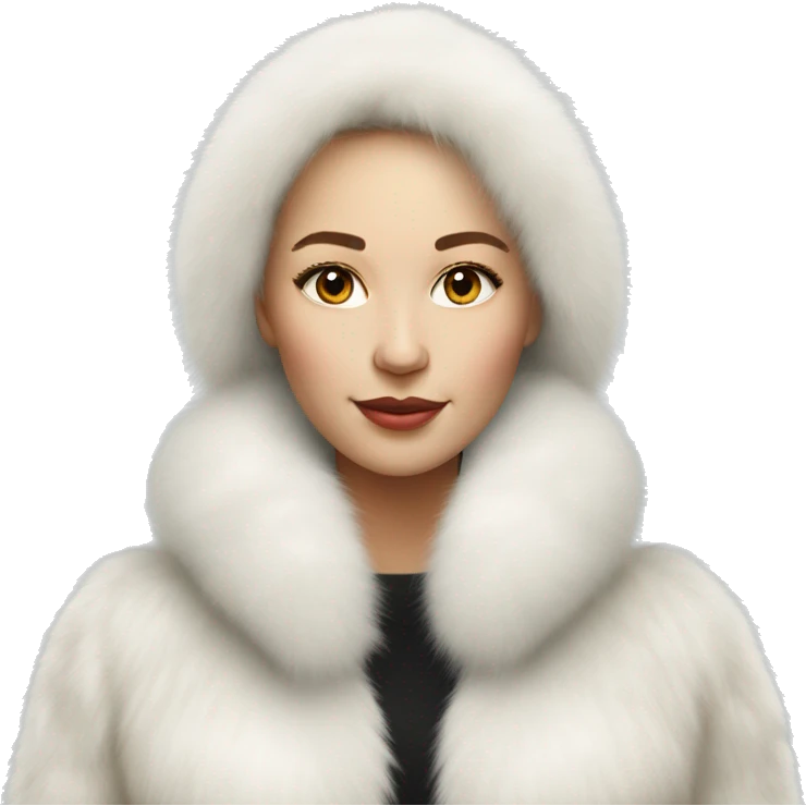 Realistic Russian woman pretty in white fur jacket  emoji